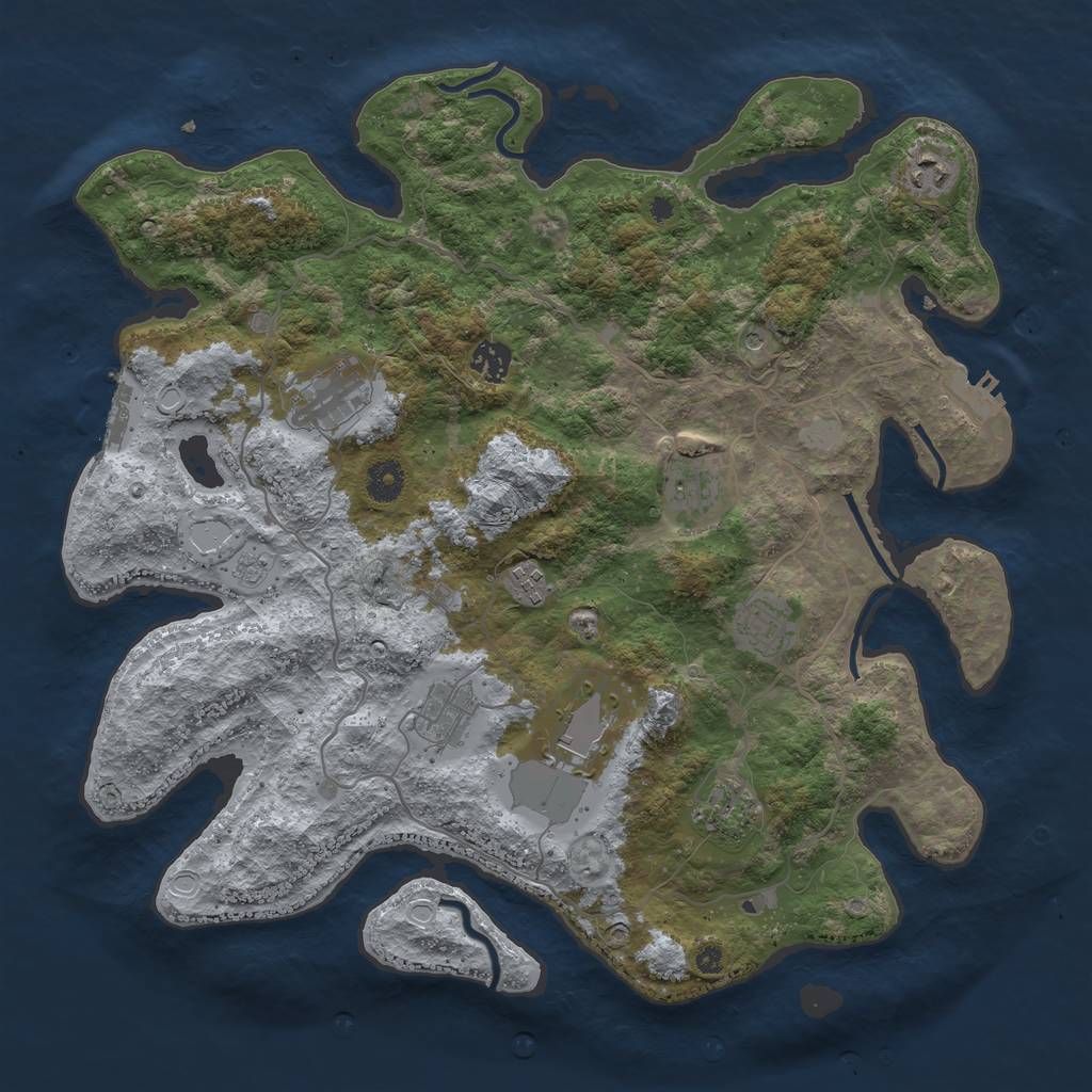 Rust Map: Procedural Map, Size: 4000, Seed: 1066607521, 16 Monuments