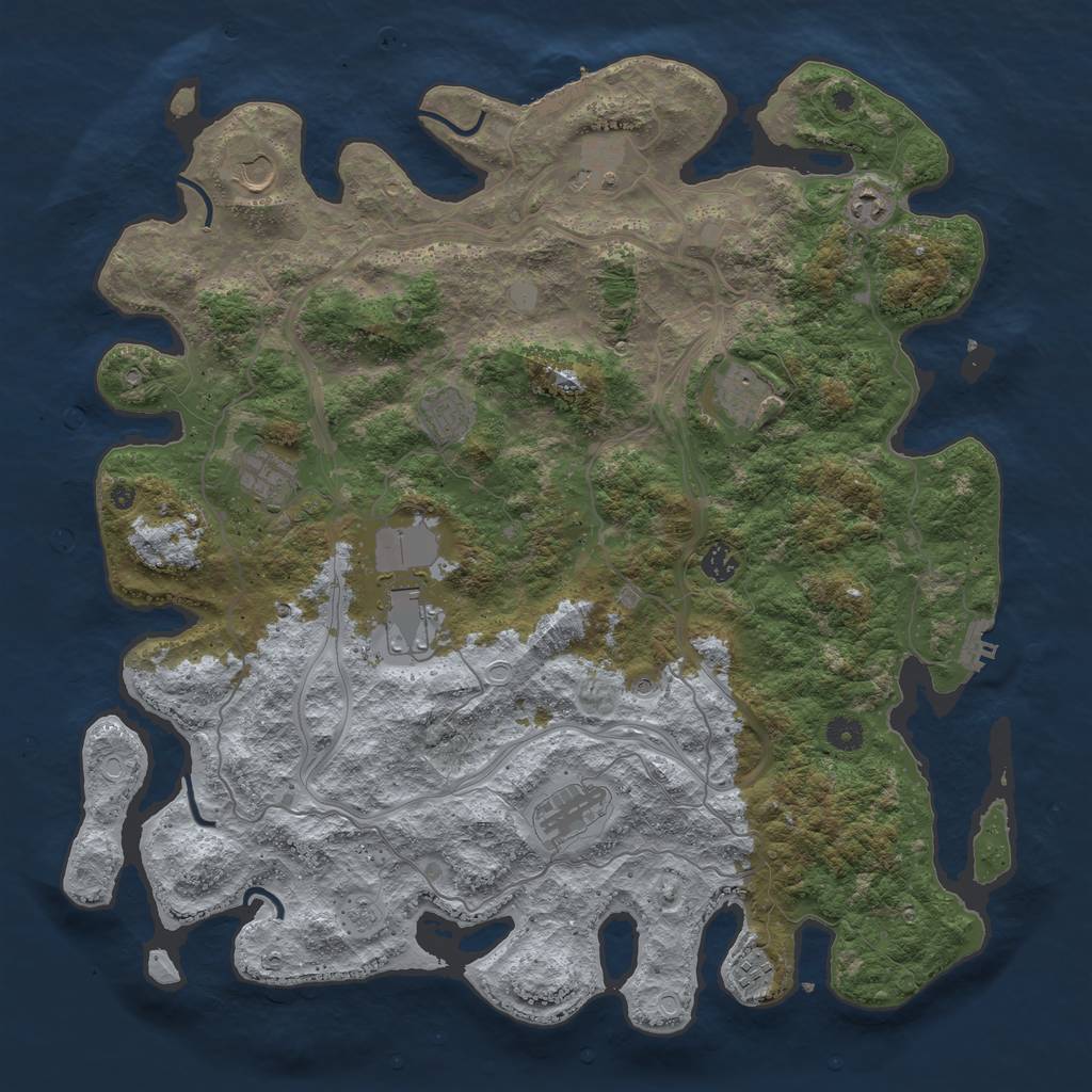 Rust Map: Procedural Map, Size: 4500, Seed: 1540276108, 19 Monuments