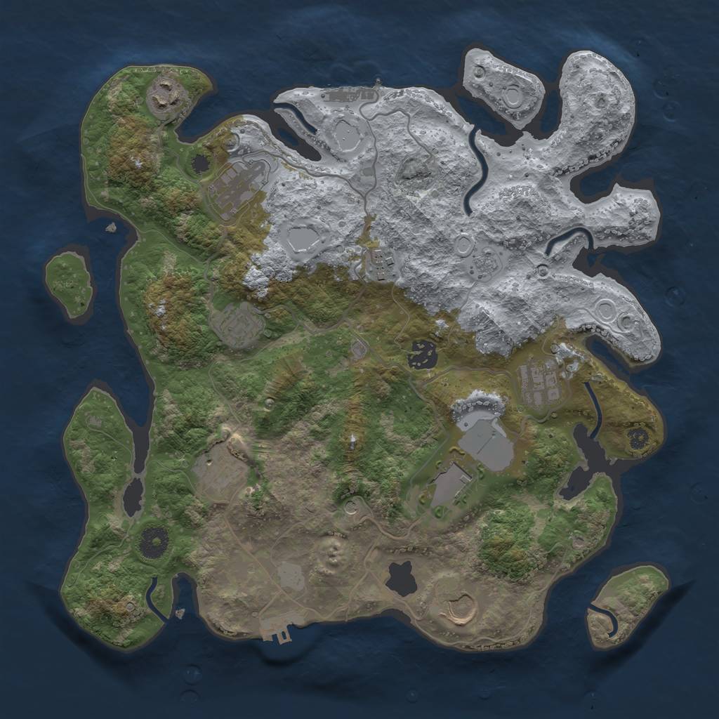 Rust Map: Procedural Map, Size: 3500, Seed: 803046776, 18 Monuments