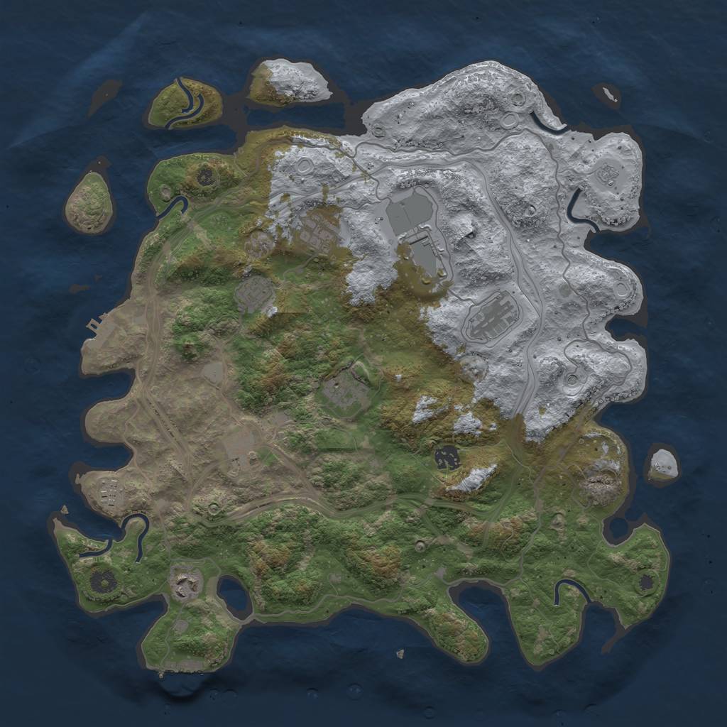 Rust Map: Procedural Map, Size: 4250, Seed: 1334882999, 18 Monuments