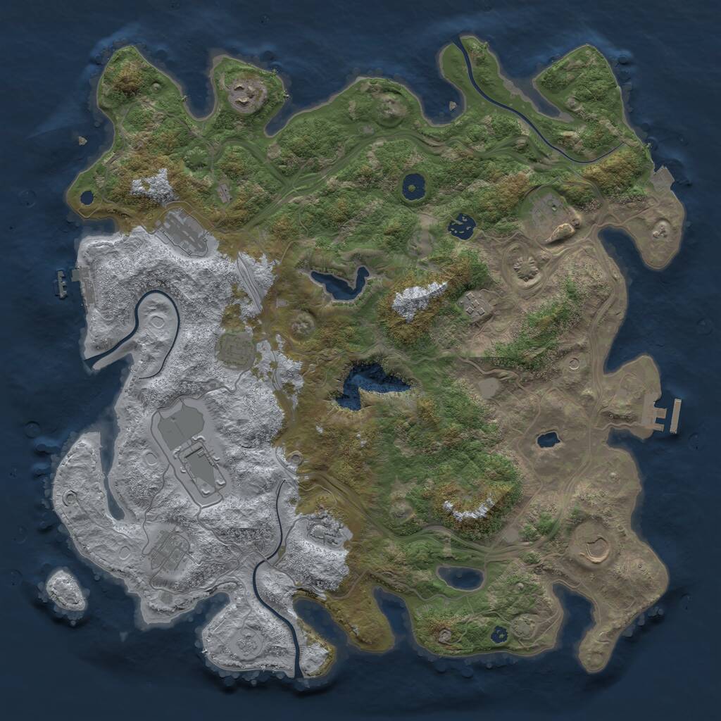 Rust Map: Procedural Map, Size: 4250, Seed: 719249643, 16 Monuments