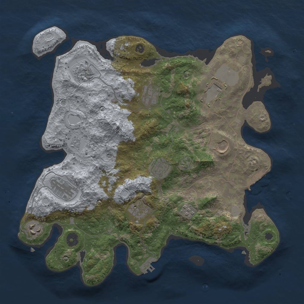 Rust Map: Procedural Map, Size: 3500, Seed: 570026961, 18 Monuments