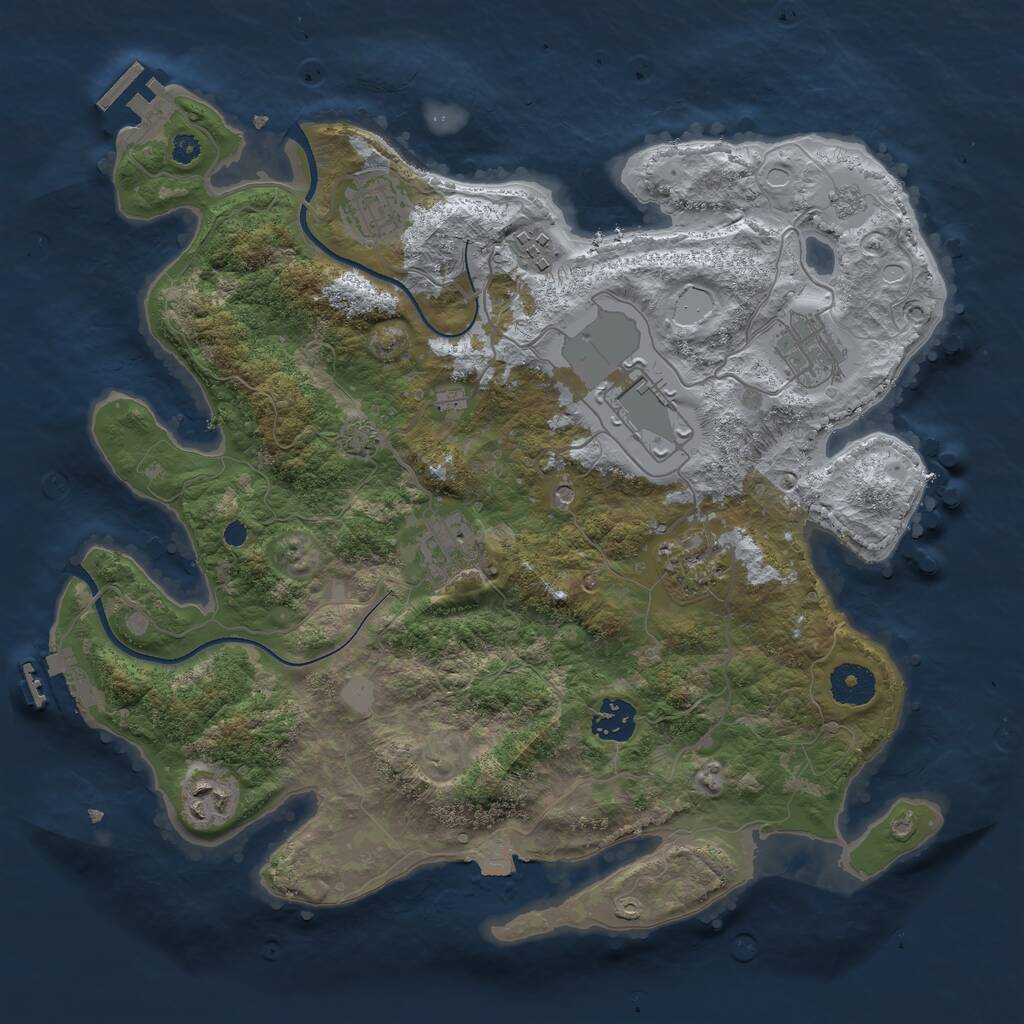 Rust Map: Procedural Map, Size: 3500, Seed: 546704411, 14 Monuments