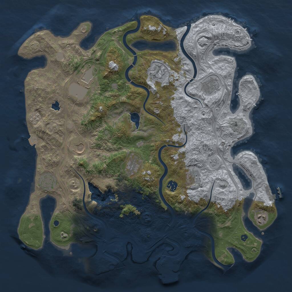 Rust Map: Procedural Map, Size: 4250, Seed: 1943599423, 16 Monuments