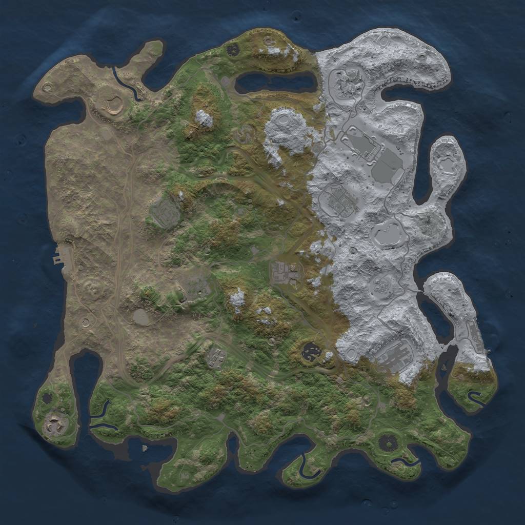 Rust Map: Procedural Map, Size: 4250, Seed: 1943599423, 20 Monuments