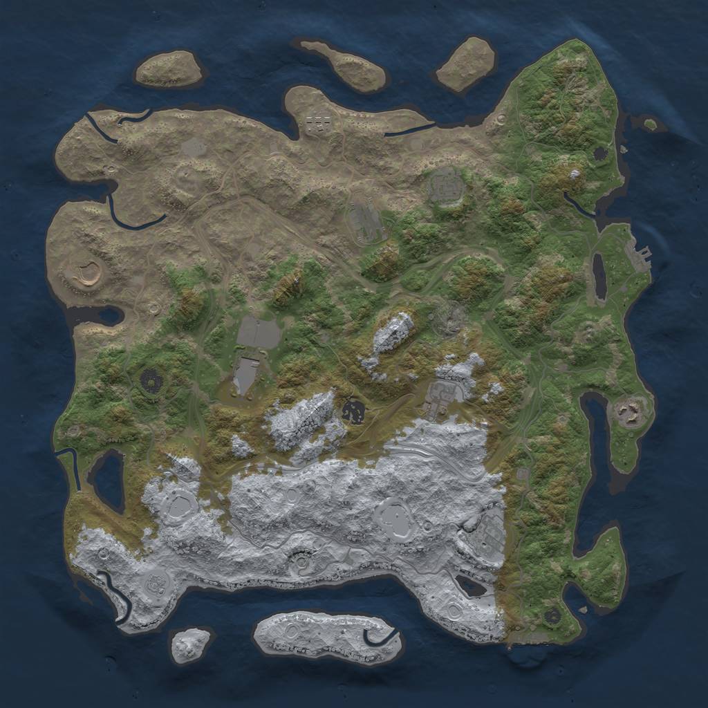 Rust Map: Procedural Map, Size: 4444, Seed: 905165, 18 Monuments