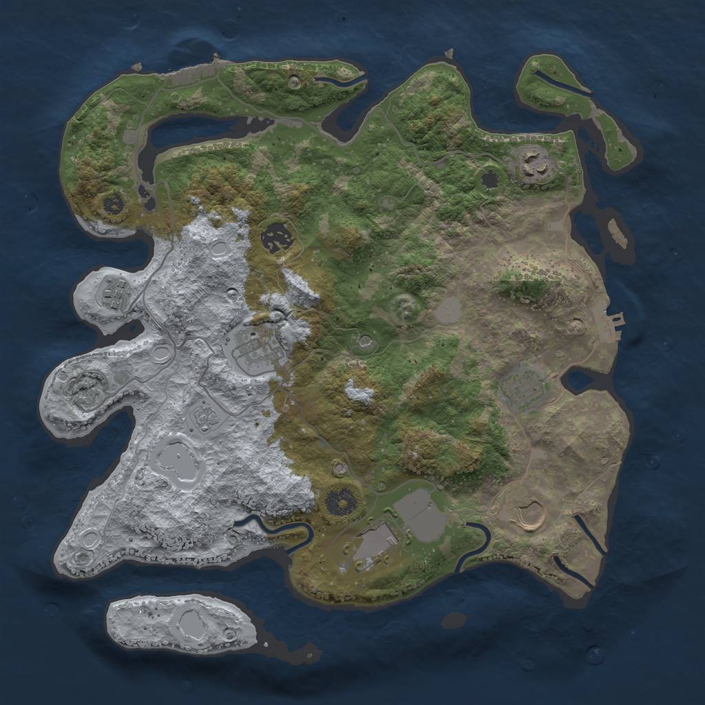 Rust Map: Procedural Map, Size: 3500, Seed: 427423711, 16 Monuments