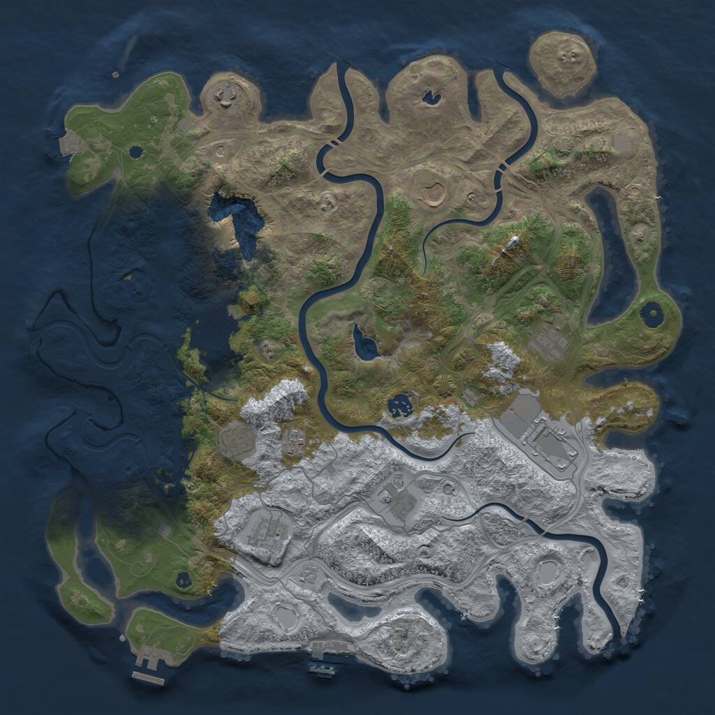 Rust Map: Procedural Map, Size: 4444, Seed: 338383, 16 Monuments
