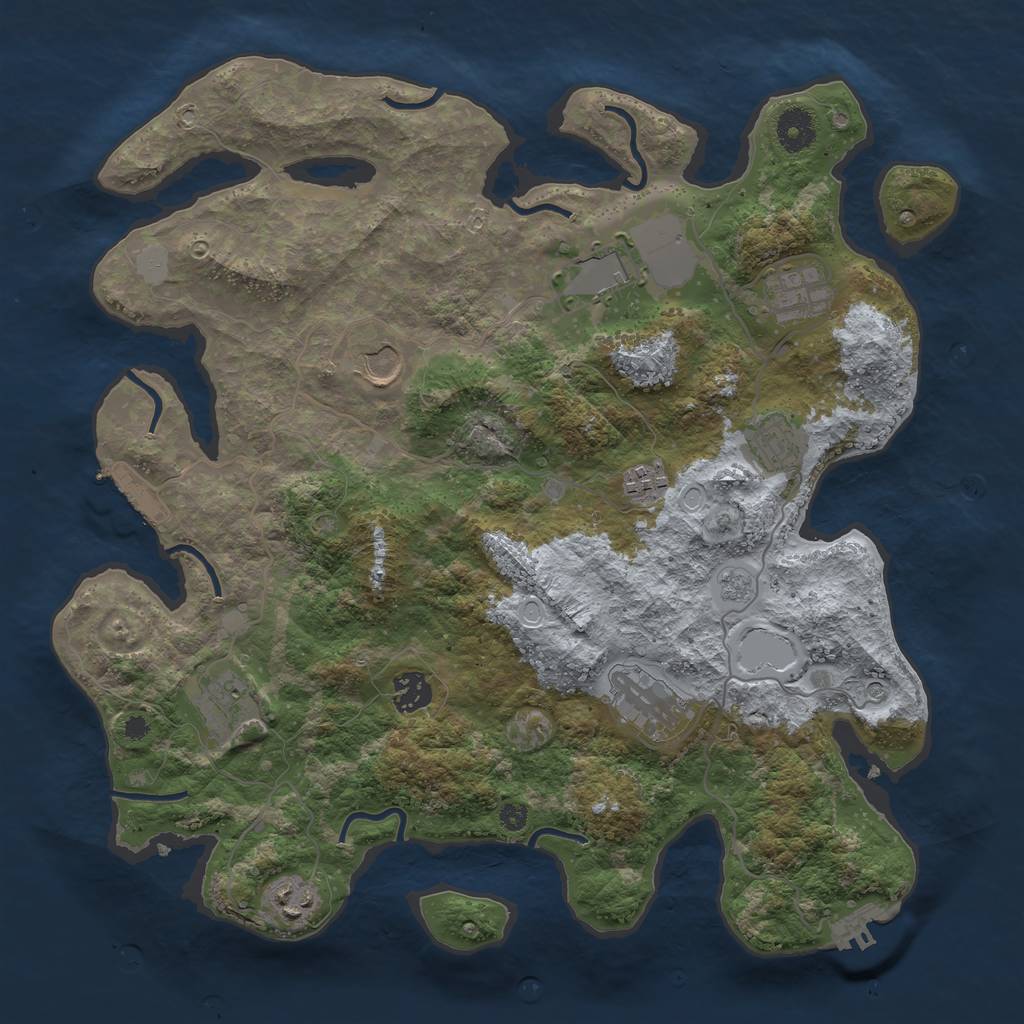 Rust Map: Procedural Map, Size: 3750, Seed: 7438732, 18 Monuments