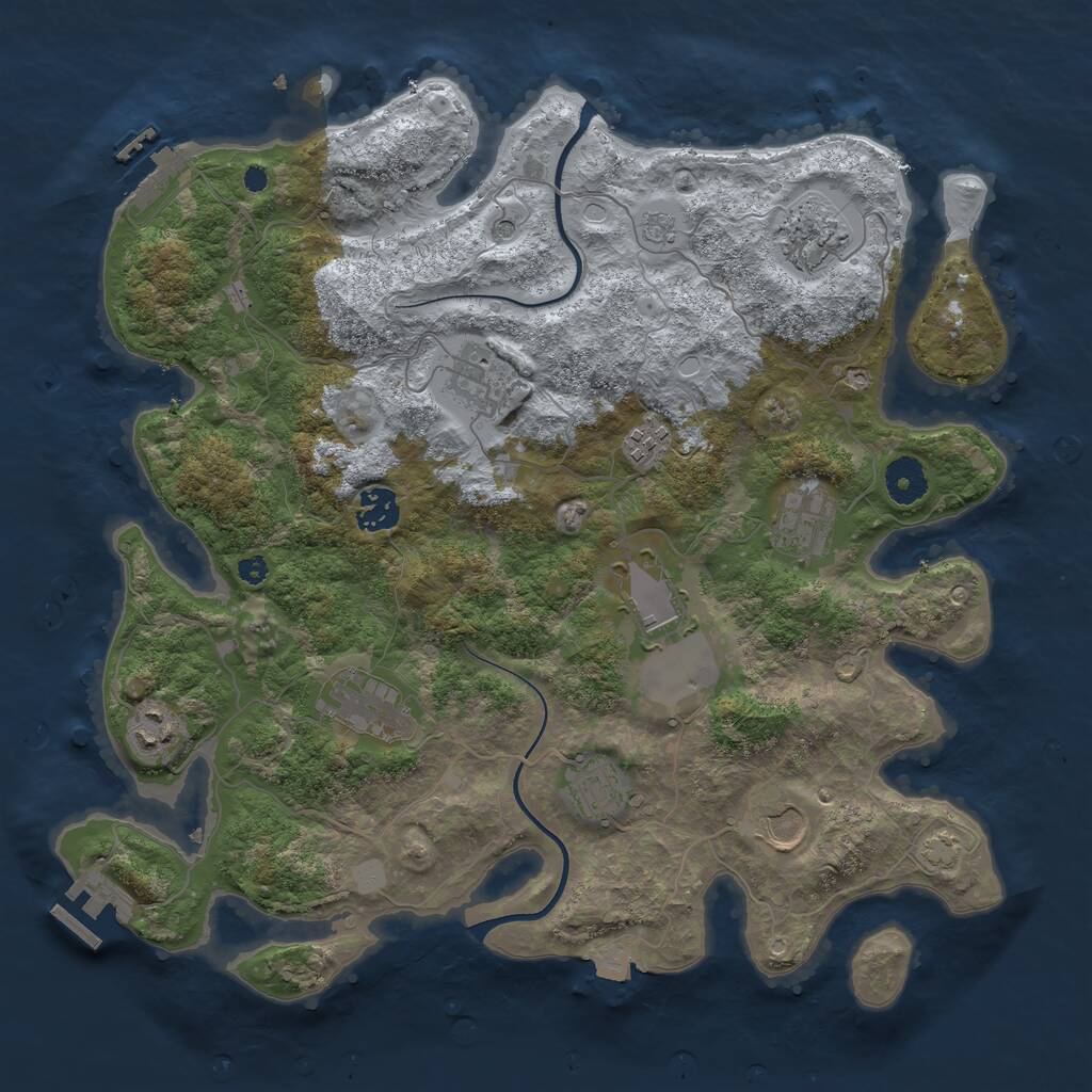 Rust Map: Procedural Map, Size: 3700, Seed: 395823029, 16 Monuments