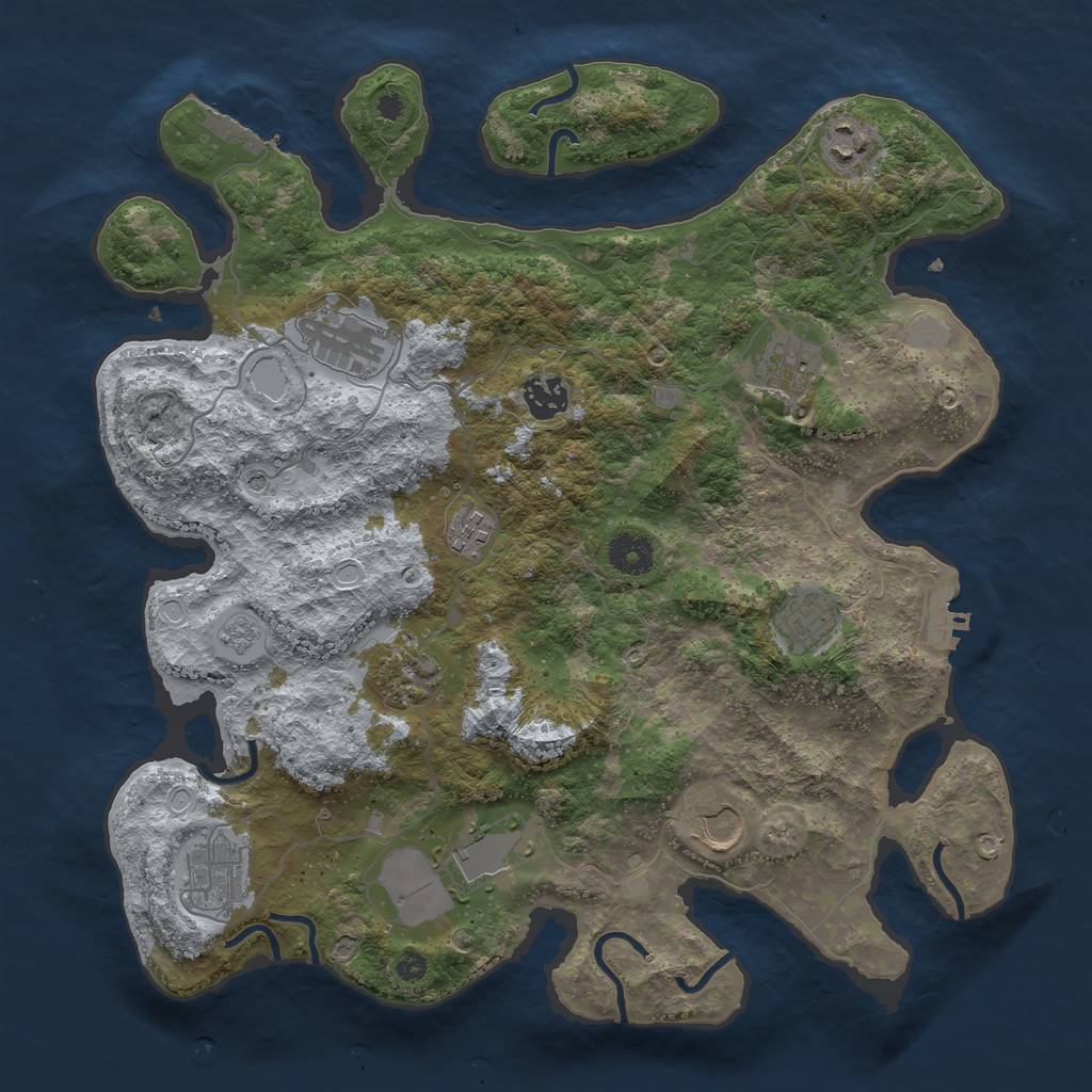 Rust Map: Procedural Map, Size: 3700, Seed: 37583231, 19 Monuments