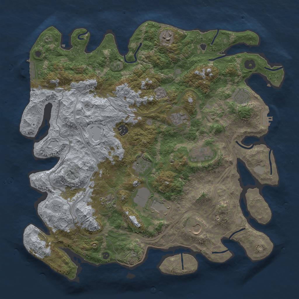 Rust Map: Procedural Map, Size: 4250, Seed: 1054434143, 19 Monuments