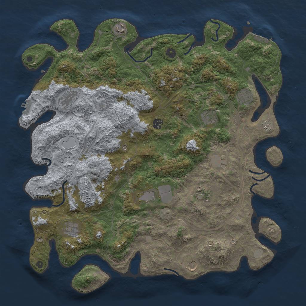 Rust Map: Procedural Map, Size: 4500, Seed: 95326454, 20 Monuments