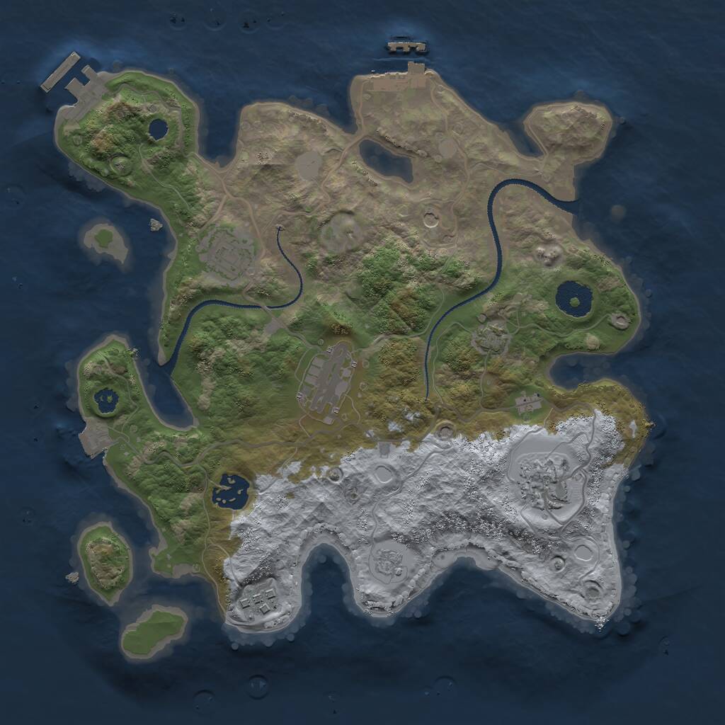 Rust Map: Procedural Map, Size: 3000, Seed: 3382, 11 Monuments