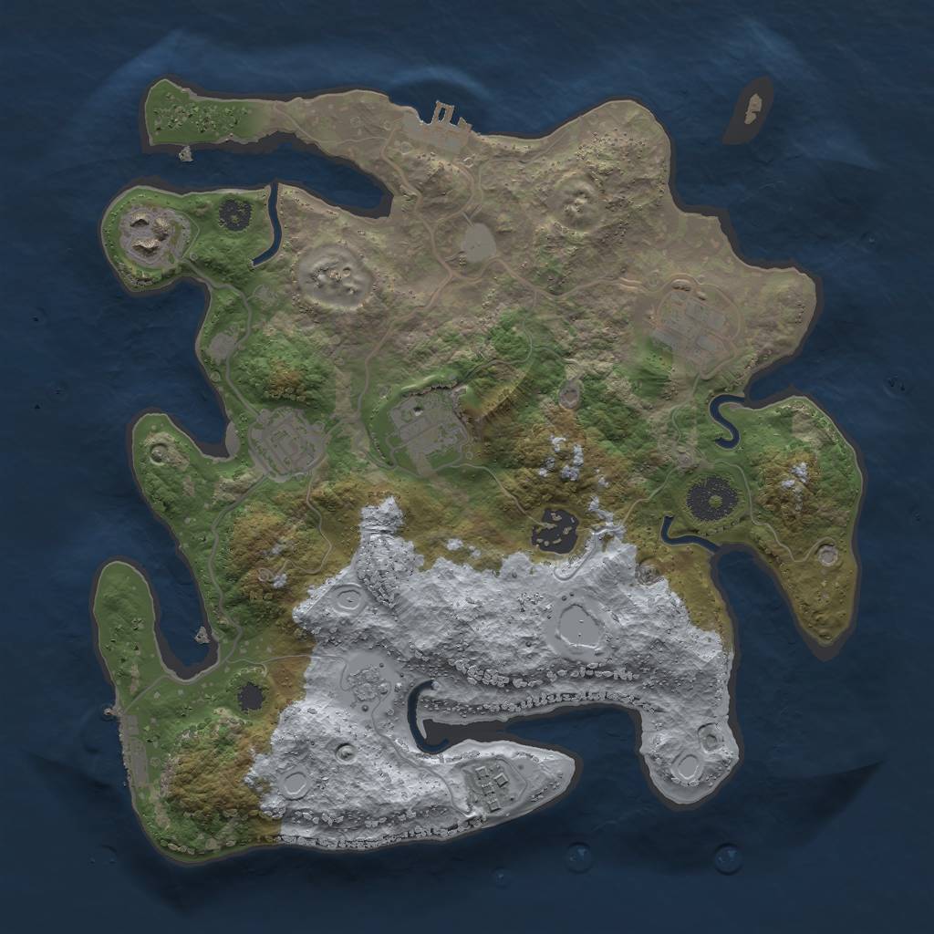 Rust Map: Procedural Map, Size: 3000, Seed: 721663330, 12 Monuments