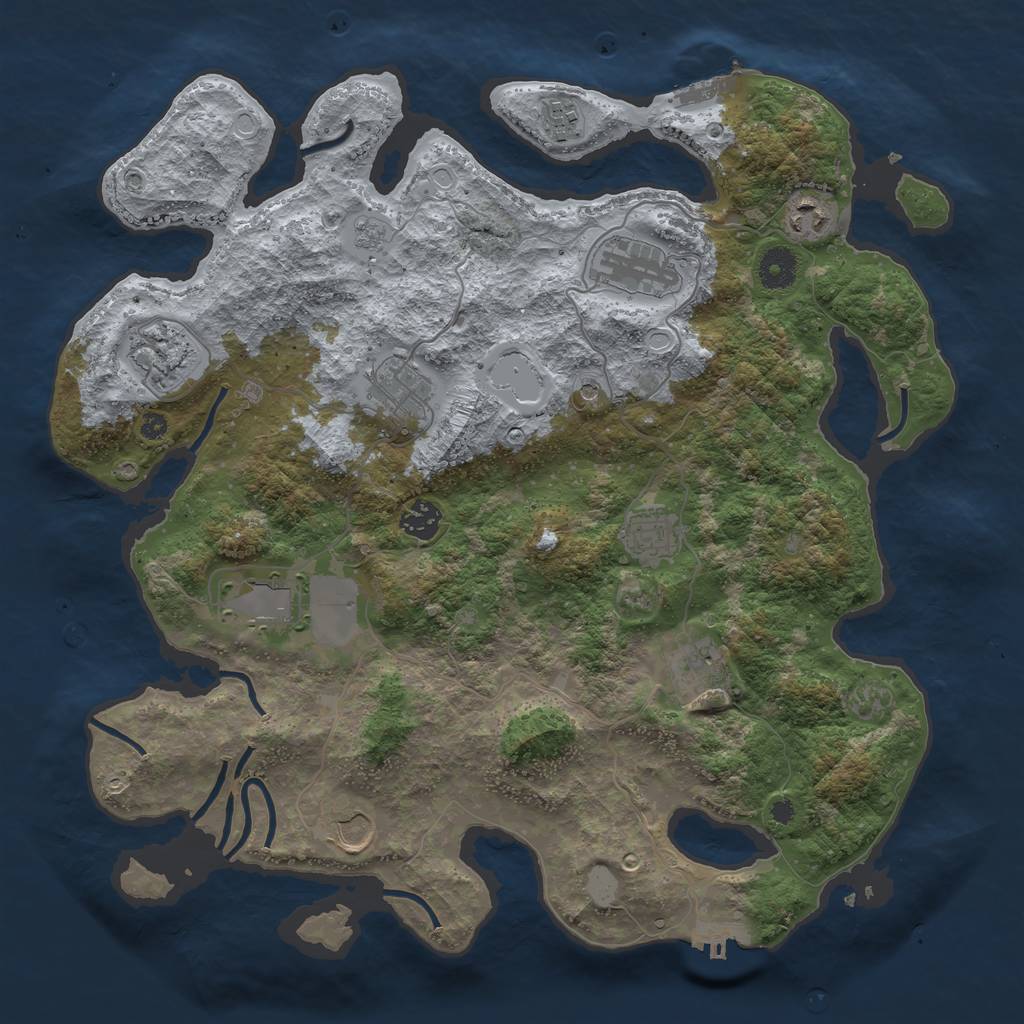 Rust Map: Procedural Map, Size: 3850, Seed: 131719446, 17 Monuments