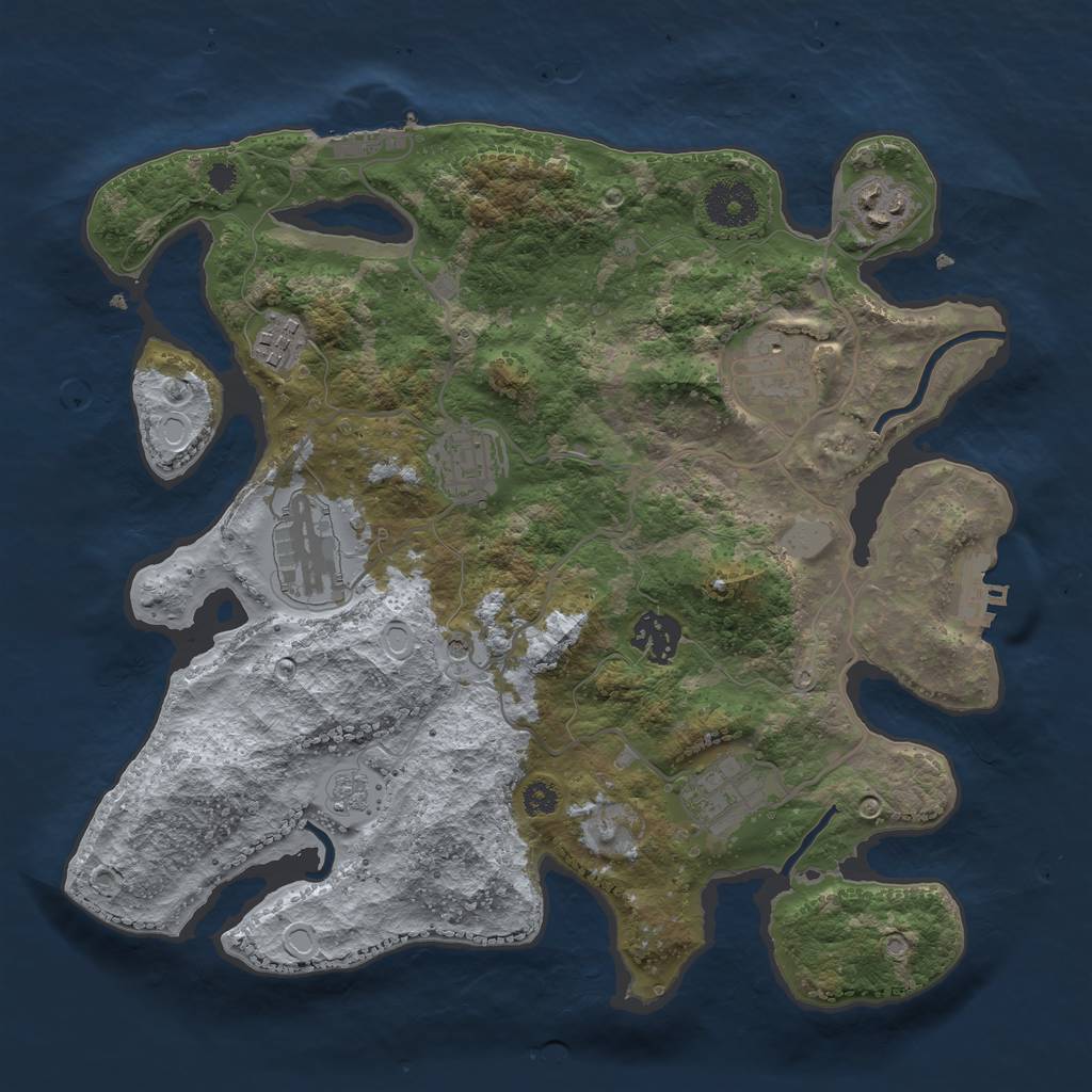Rust Map: Procedural Map, Size: 3250, Seed: 1710898480, 16 Monuments