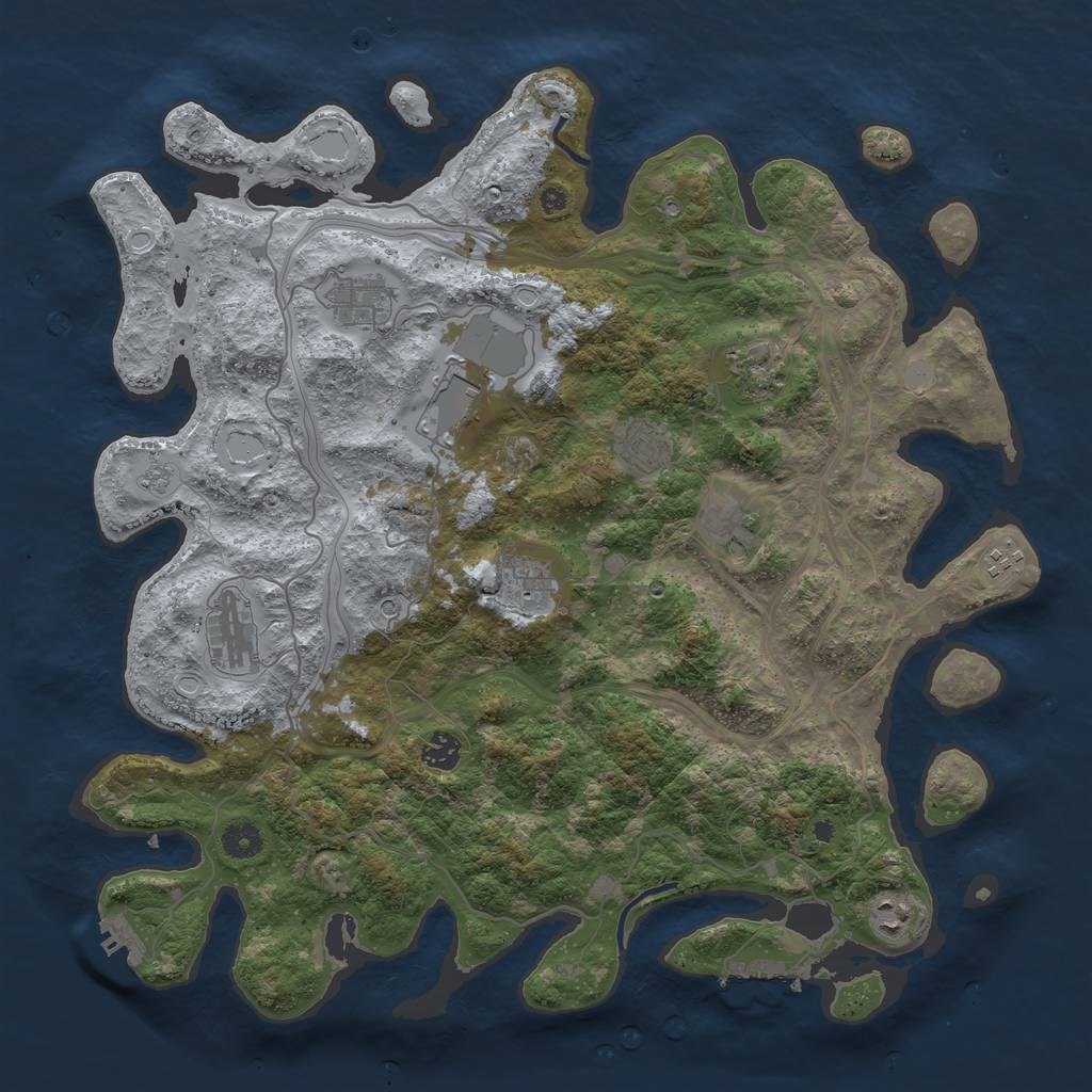 Rust Map: Procedural Map, Size: 4250, Seed: 726544658, 17 Monuments