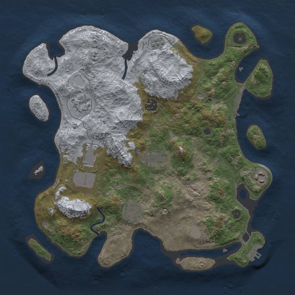 Rust Map: Procedural Map, Size: 3500, Seed: 66344687, 16 Monuments