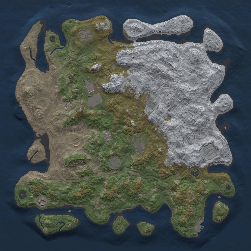 Rust Map: Procedural Map, Size: 4500, Seed: 715066383, 20 Monuments