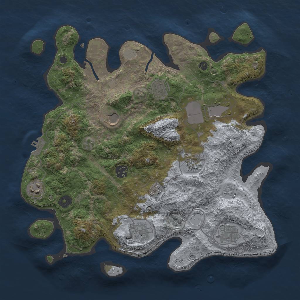 Rust Map: Procedural Map, Size: 3500, Seed: 69255388, 16 Monuments
