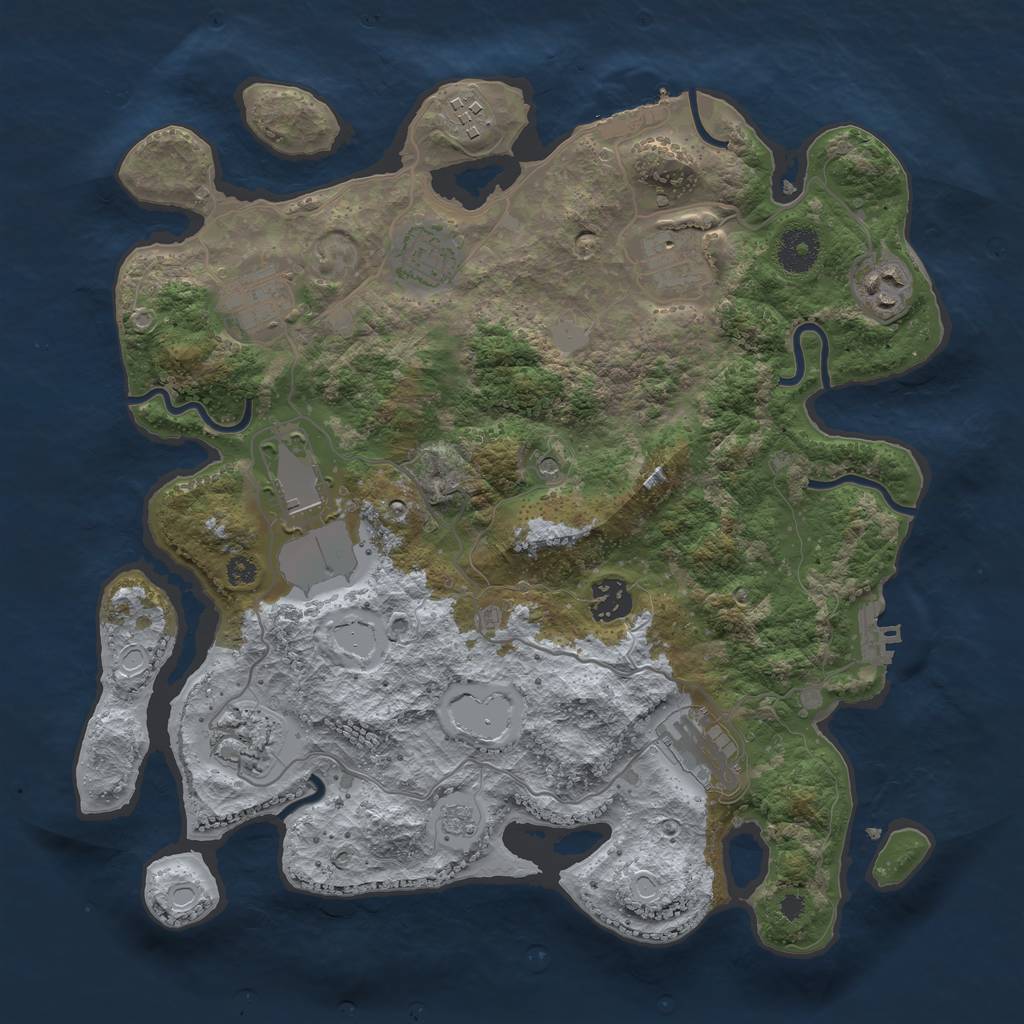 Rust Map: Procedural Map, Size: 3500, Seed: 1540276108, 18 Monuments