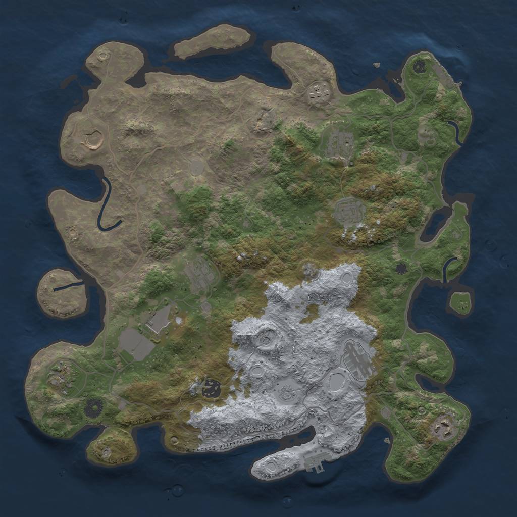 Rust Map: Procedural Map, Size: 4000, Seed: 323265744, 19 Monuments