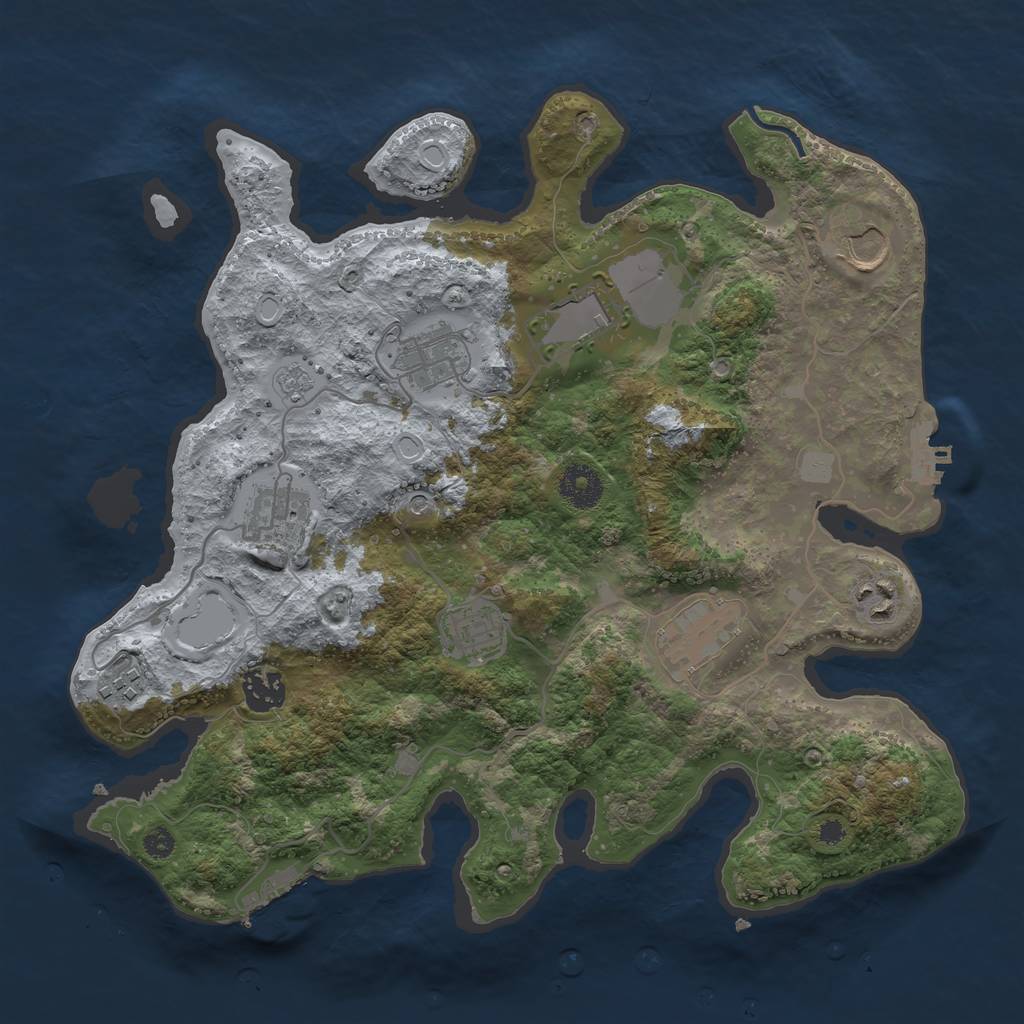 Rust Map: Procedural Map, Size: 3500, Seed: 37432784, 18 Monuments