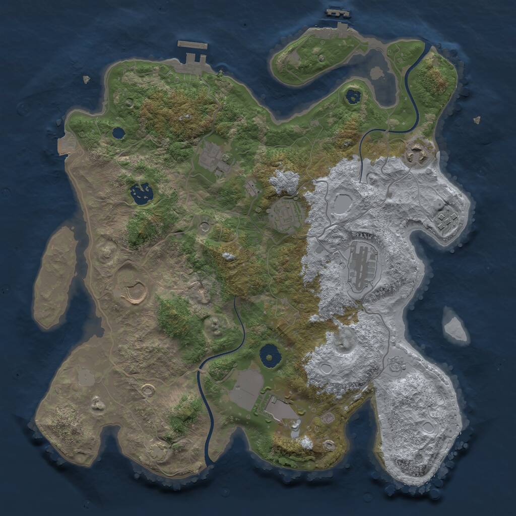 Rust Map: Procedural Map, Size: 3500, Seed: 17809210, 14 Monuments