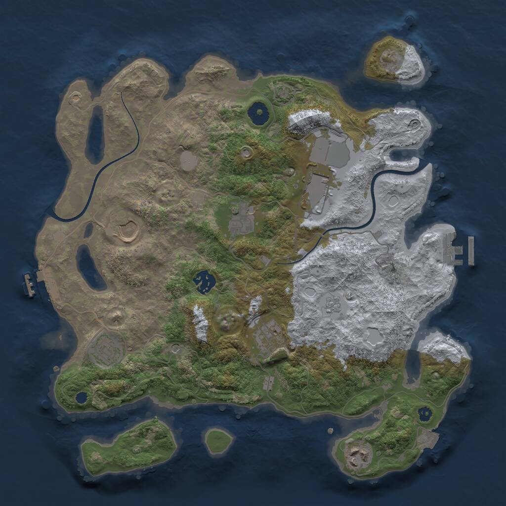 Rust Map: Procedural Map, Size: 3500, Seed: 23195908, 13 Monuments