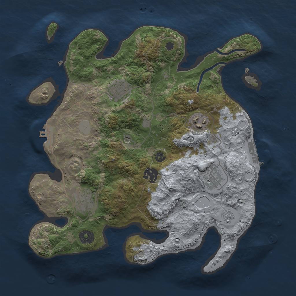 Rust Map: Procedural Map, Size: 3000, Seed: 30788970, 14 Monuments