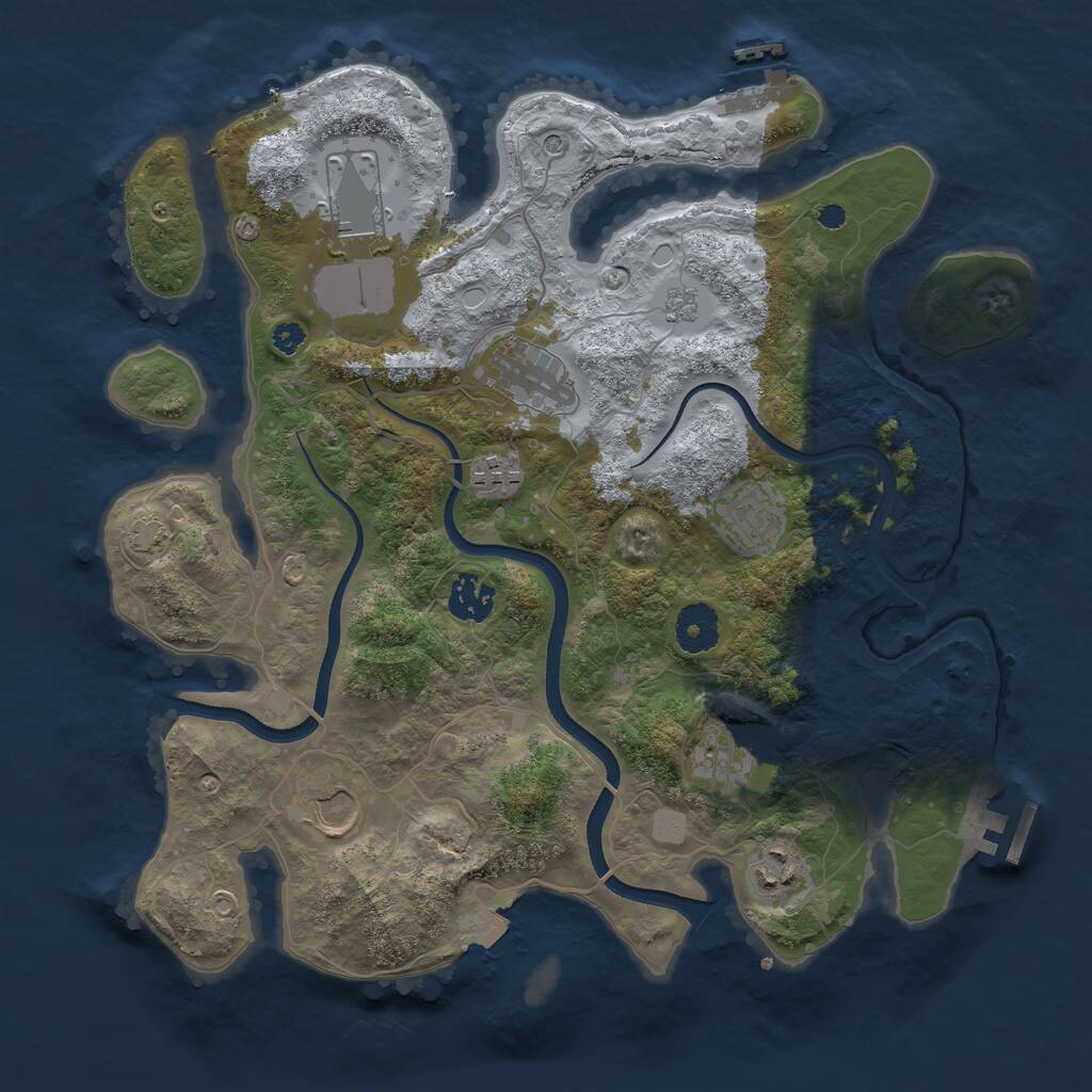 Rust Map: Procedural Map, Size: 3500, Seed: 36329708, 14 Monuments