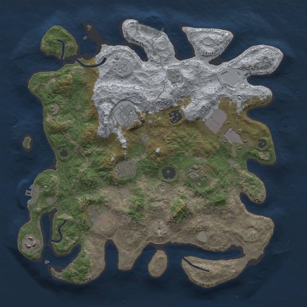 Rust Map: Procedural Map, Size: 3500, Seed: 11921641, 17 Monuments