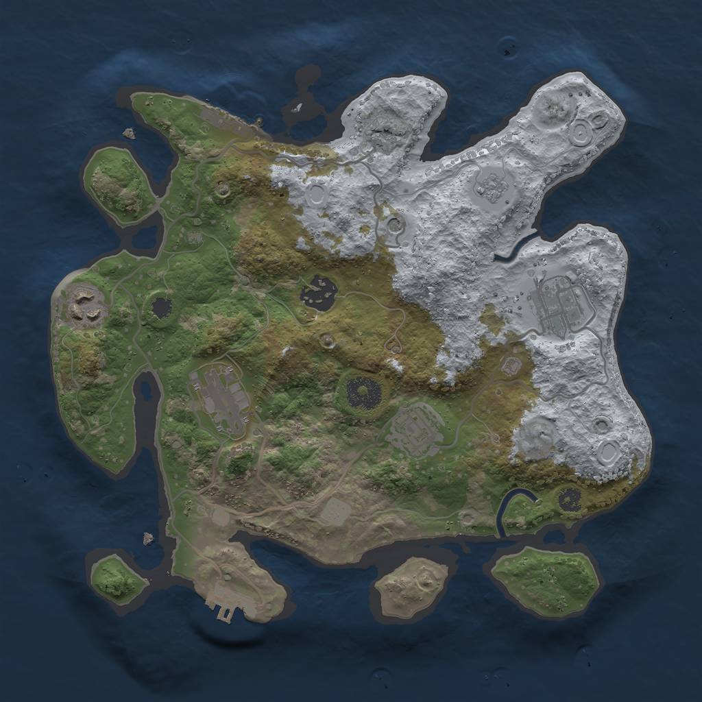 Rust Map: Procedural Map, Size: 3000, Seed: 1836008330, 14 Monuments
