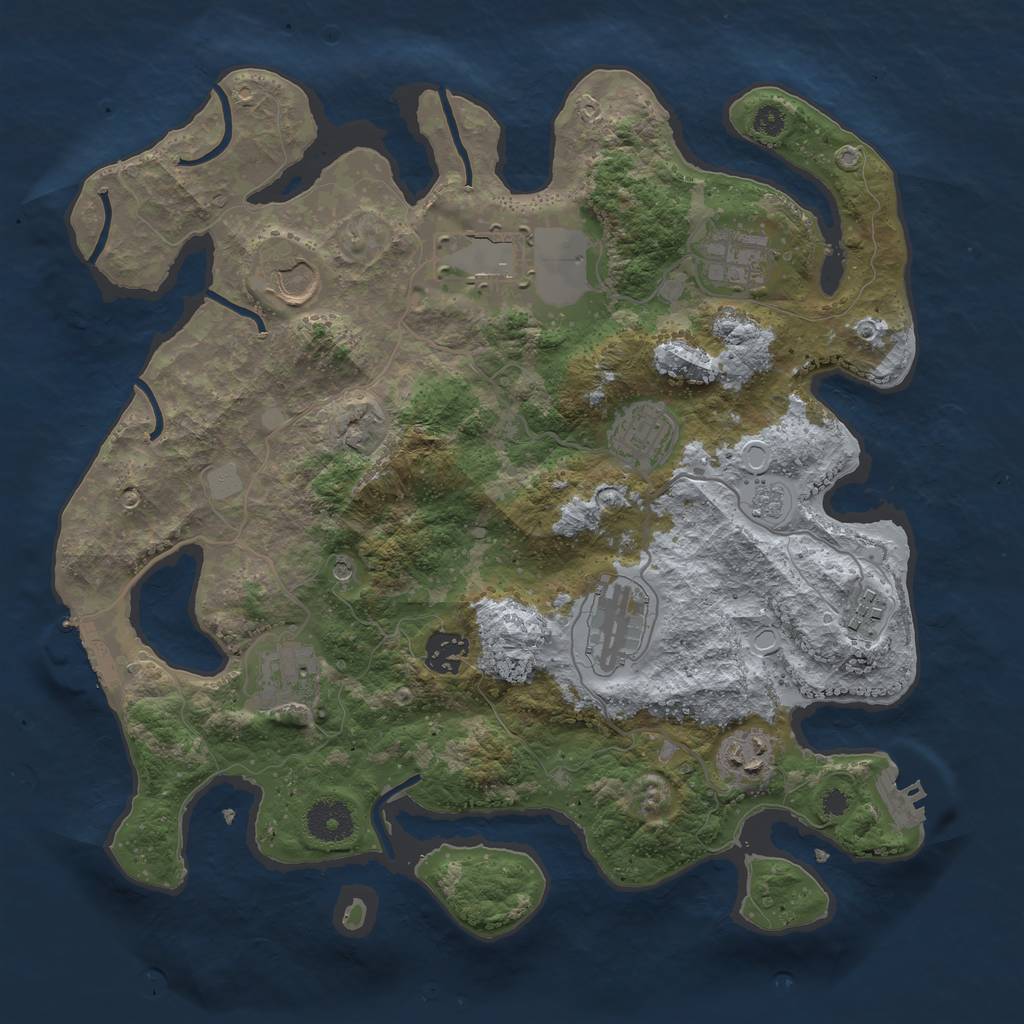 Rust Map: Procedural Map, Size: 3500, Seed: 620466430, 18 Monuments