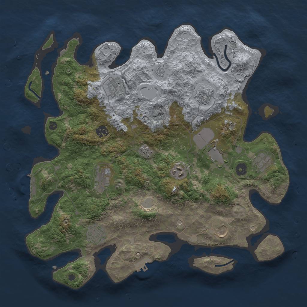 Rust Map: Procedural Map, Size: 3800, Seed: 9628006, 19 Monuments