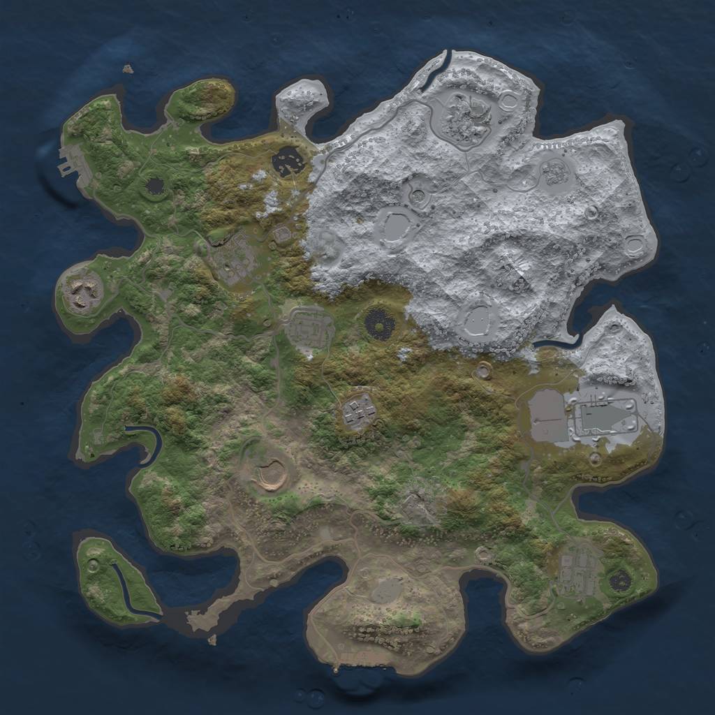 Rust Map: Procedural Map, Size: 3500, Seed: 1097263, 18 Monuments