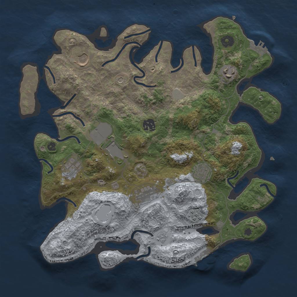 Rust Map: Procedural Map, Size: 3500, Seed: 16303751, 17 Monuments