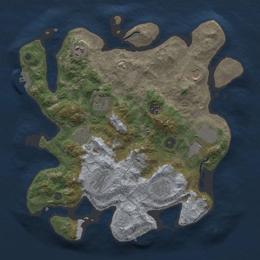 Rust Map: Procedural Map, Size: 3500, Seed: 44230400, 17 Monuments