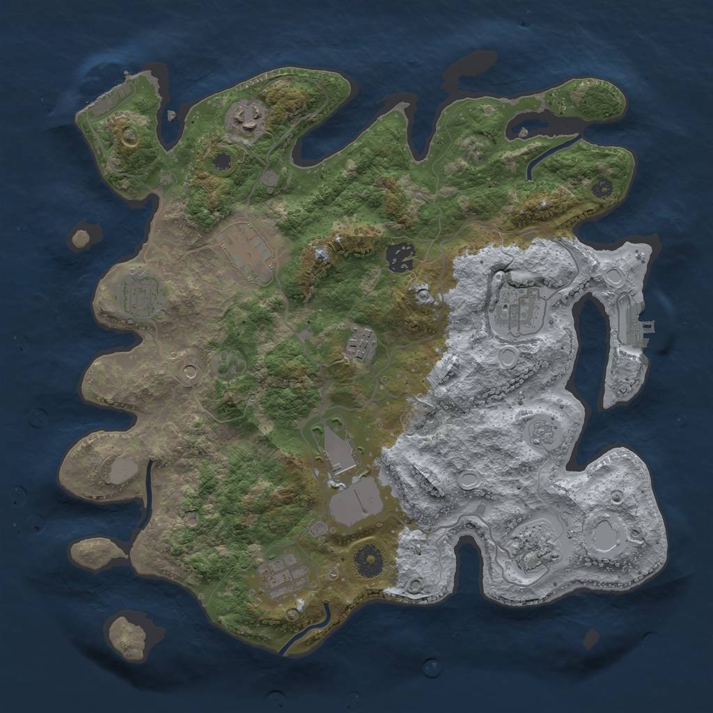 Rust Map: Procedural Map, Size: 3500, Seed: 1474309, 18 Monuments
