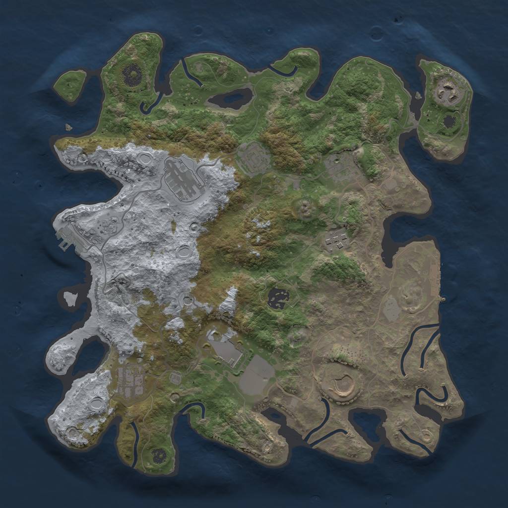 Rust Map: Procedural Map, Size: 3500, Seed: 2119464170, 16 Monuments