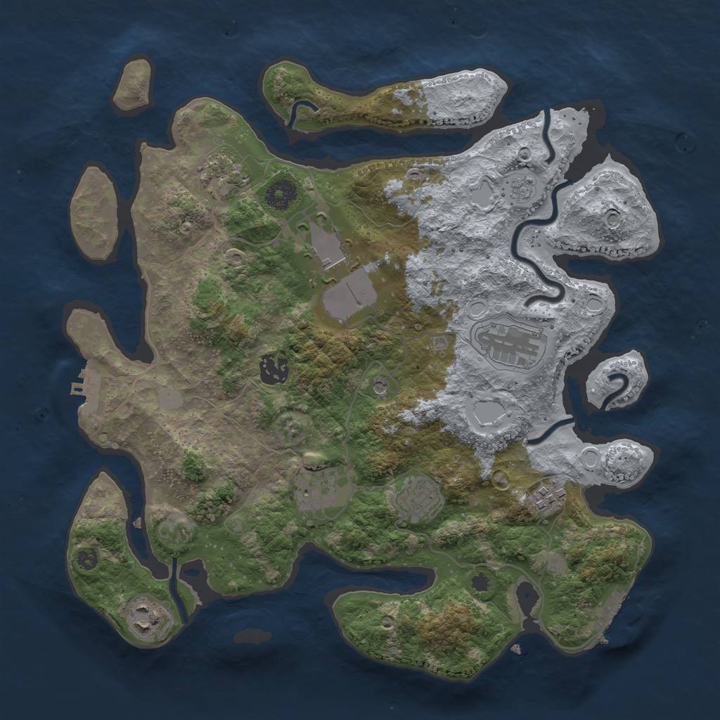 Rust Map: Procedural Map, Size: 3500, Seed: 84560050, 17 Monuments