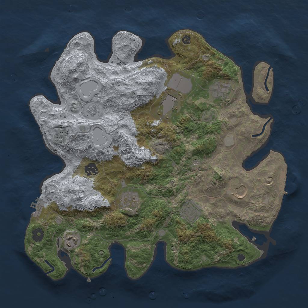 Rust Map: Procedural Map, Size: 3500, Seed: 5430913, 17 Monuments