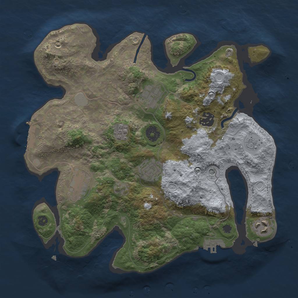 Rust Map: Procedural Map, Size: 3000, Seed: 2142297774, 15 Monuments