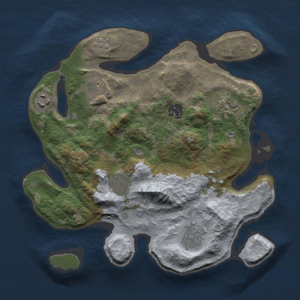 Rust Map: Barren, Size: 3000, Seed: 1582516168, 10 Monuments