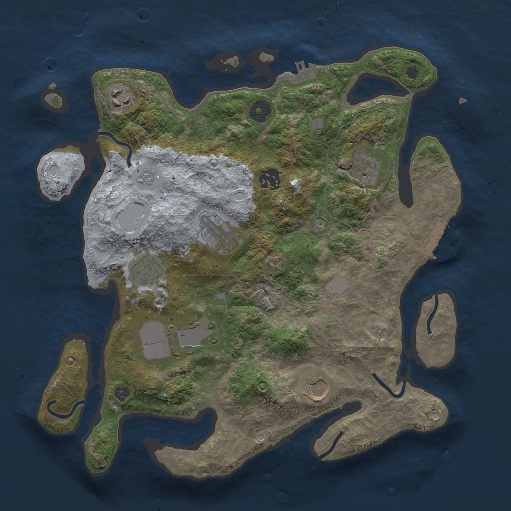 Rust Map: Procedural Map, Size: 3500, Seed: 1392615950, 16 Monuments