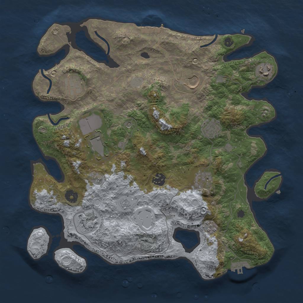Rust Map: Procedural Map, Size: 3500, Seed: 1154039646, 18 Monuments