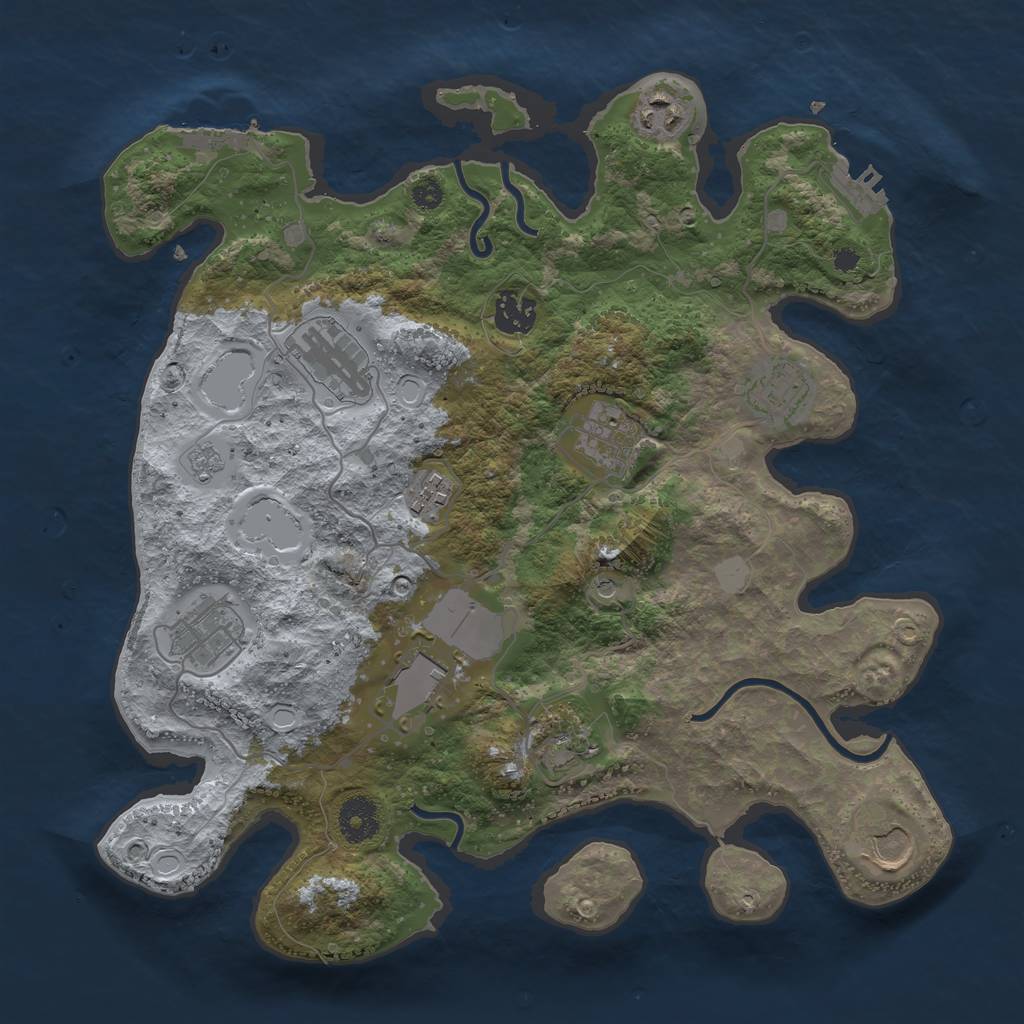 Rust Map: Procedural Map, Size: 3500, Seed: 103934534, 19 Monuments