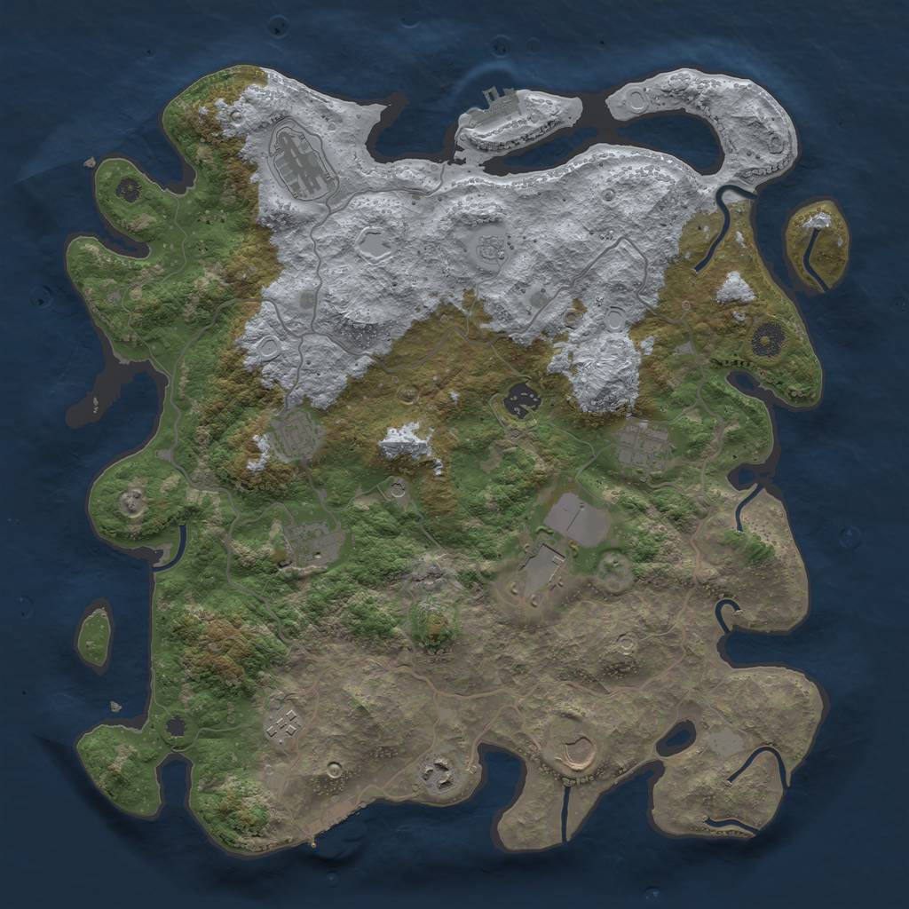 Rust Map: Procedural Map, Size: 4000, Seed: 23698599, 18 Monuments