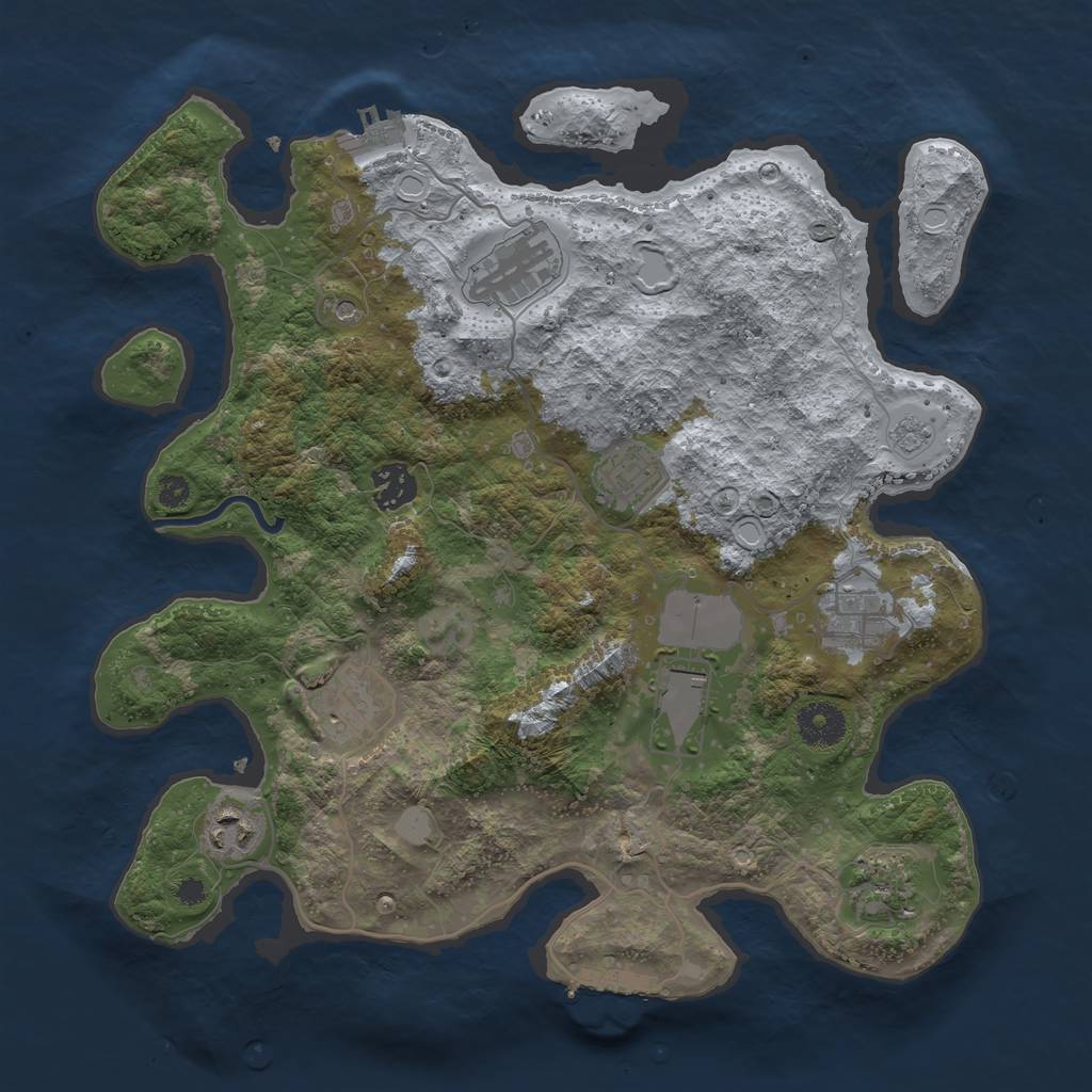 Rust Map: Procedural Map, Size: 3500, Seed: 56483188, 17 Monuments